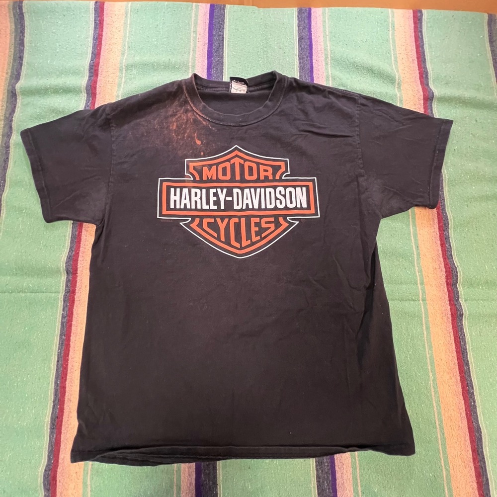 Harley-Davidson T-Shirt Mens L Black Gengras Hartford CT Distressed Biker Tee